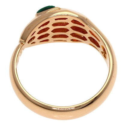 Bvlgari Serpenti Diamond Malachite Ring 18K Pink Gold