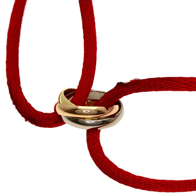 Cartier Trinity Red Cord Bracelet 18K Yellow Gold 18K Pink White