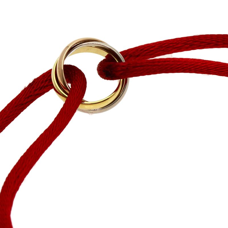 Cartier Trinity Red Cord Bracelet 18K Yellow Gold 18K Pink White