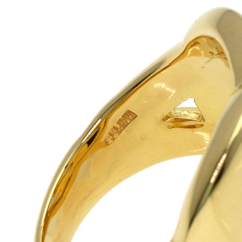 Celine Logo Double Circle Diamond Ring 18K Yellow Gold