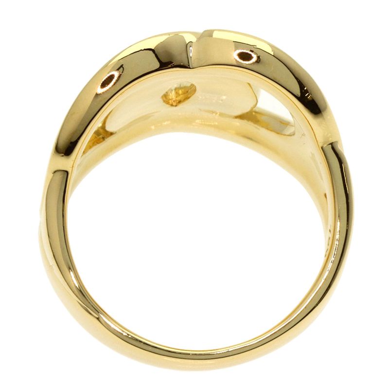 Celine Logo Double Circle Diamond Ring 18K Yellow Gold