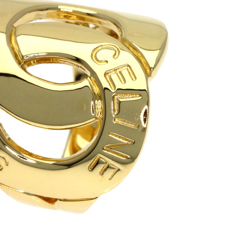 Celine Logo Double Circle Diamond Ring 18K Yellow Gold