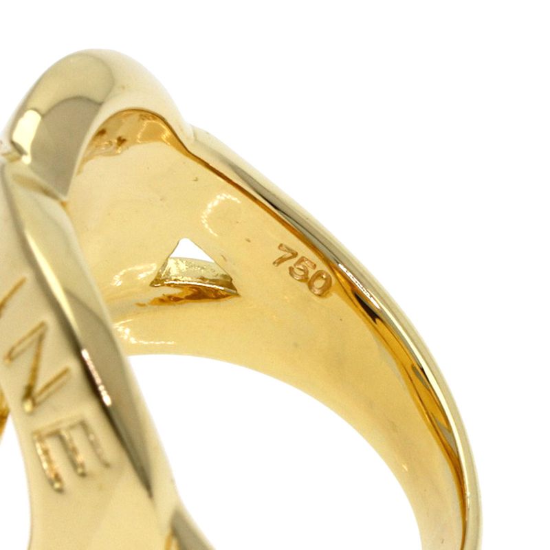 Celine Logo Double Circle Diamond Ring 18K Yellow Gold