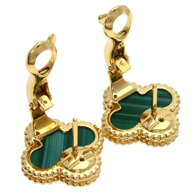 Van Cleef & Arpels Vintage Alhambra Malachite Earrings 18K