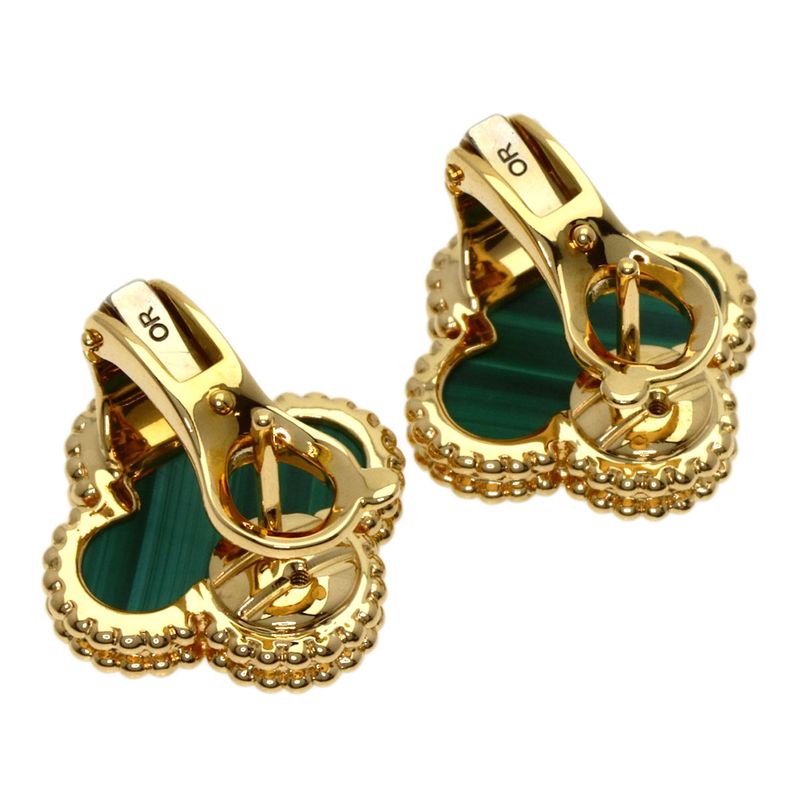 Van Cleef & Arpels Vintage Alhambra Malachite Earrings 18K