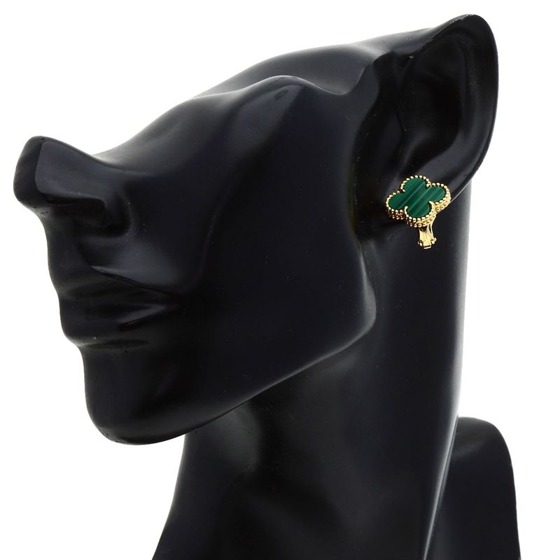 Van Cleef & Arpels Vintage Alhambra Malachite Earrings 18K