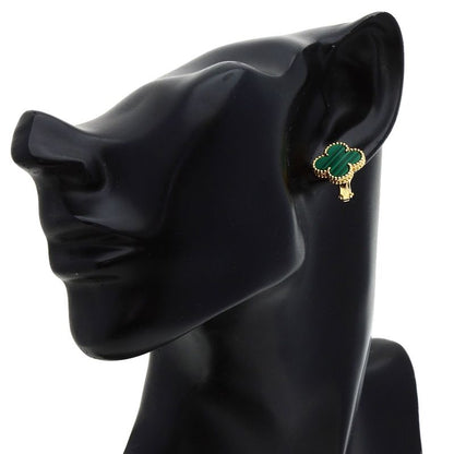 Van Cleef & Arpels Vintage Alhambra Malachite Earrings 18K