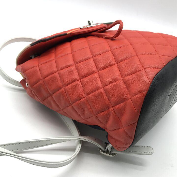 Chanel CC Logo Quilted Chain Lambskin Backpack Turnlock Multicolor