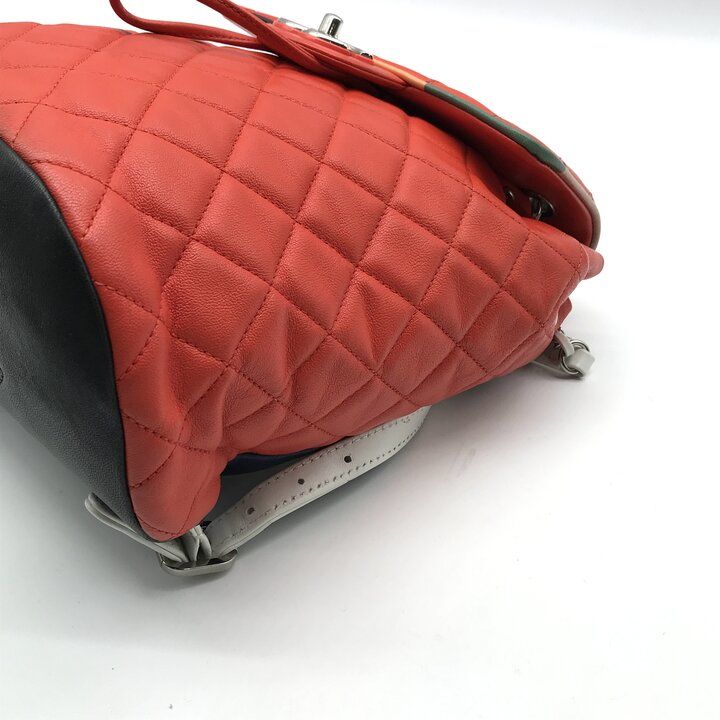 Chanel CC Logo Quilted Chain Lambskin Backpack Turnlock Multicolor