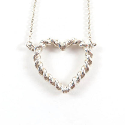 Tiffany & Co. 925 Heart Twist Necklace Pendant Silver