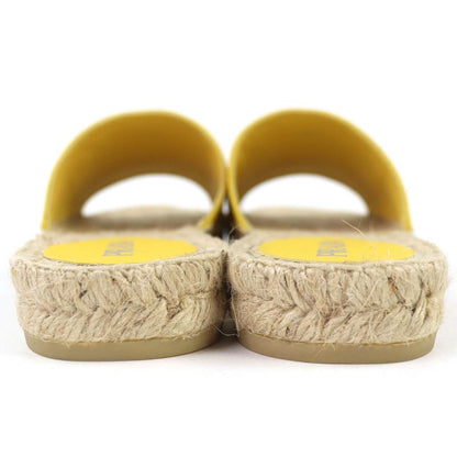 Prada Triangle Logo Canvas Espadrilles Flat Sandals Yellow 37