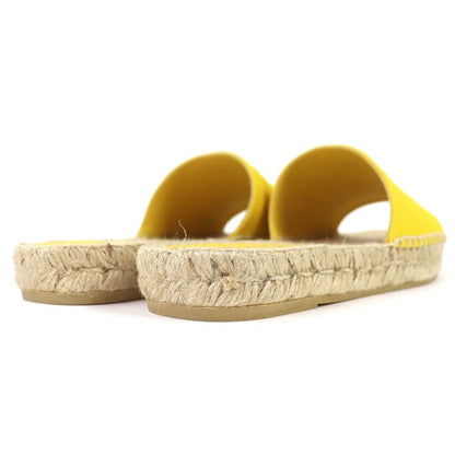Prada Triangle Logo Canvas Espadrilles Flat Sandals Yellow 37