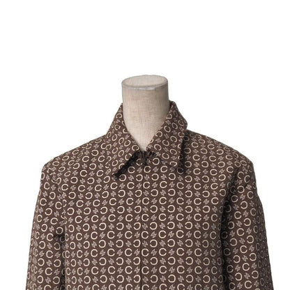 Celine Vintage C Macadam Jacket 36 Jacquard Zip Up Brown