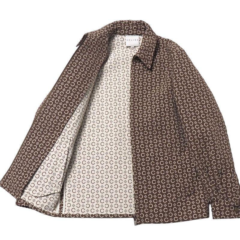 Celine Vintage C Macadam Jacket 36 Jacquard Zip Up Brown