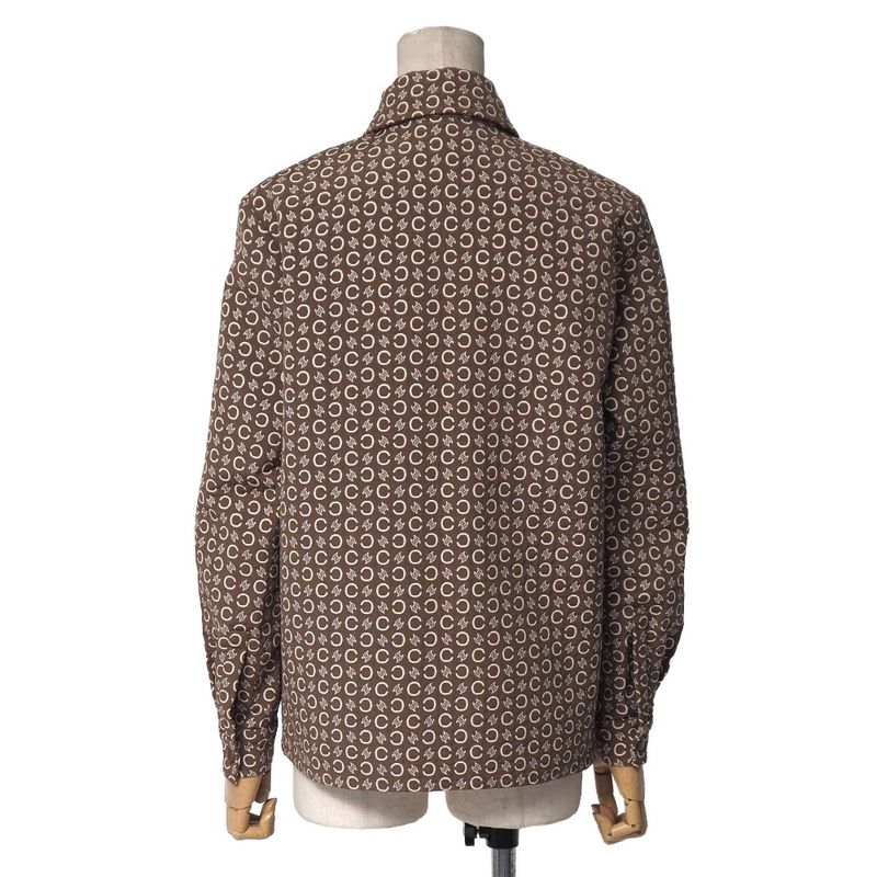 Celine Vintage C Macadam Jacket 36 Jacquard Zip Up Brown