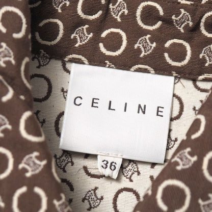 Celine Vintage C Macadam Jacket 36 Jacquard Zip Up Brown