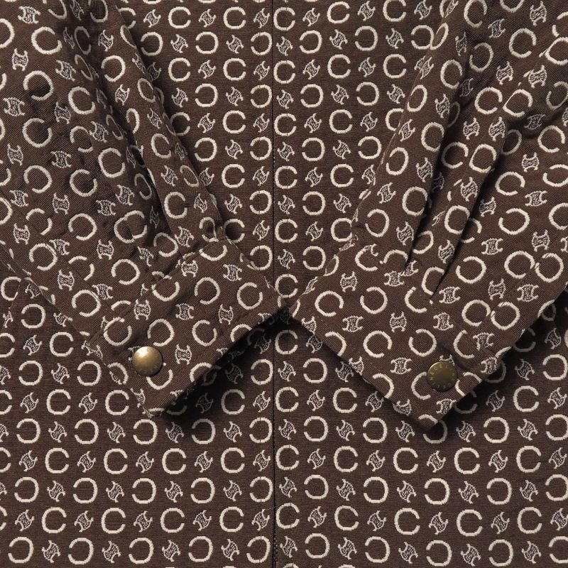 Celine Vintage C Macadam Jacket 36 Jacquard Zip Up Brown