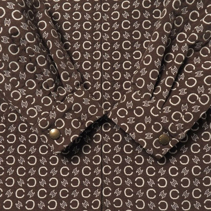 Celine Vintage C Macadam Jacket 36 Jacquard Zip Up Brown
