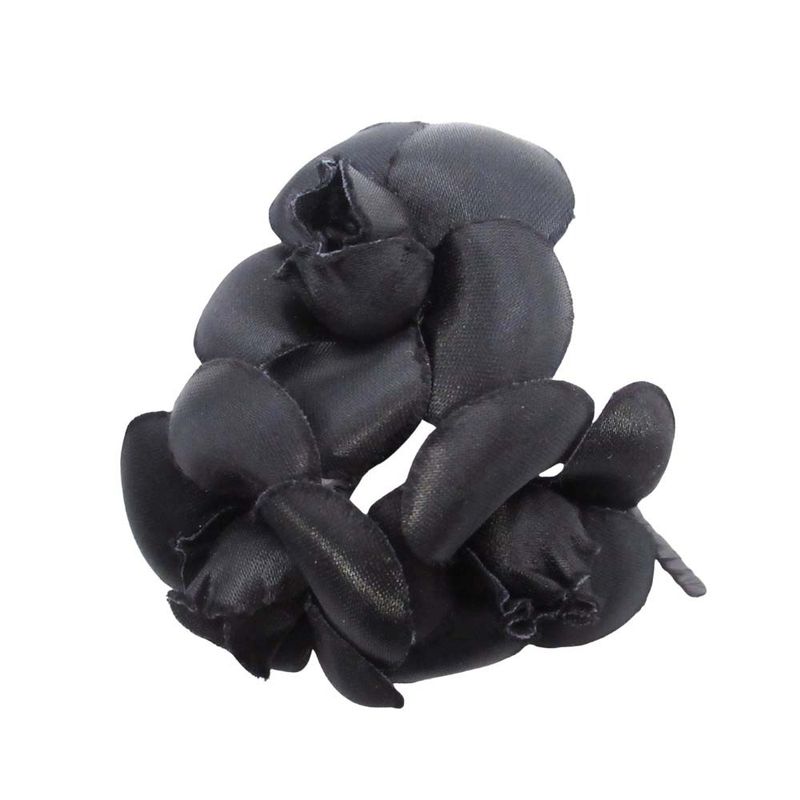 Chanel Triple Camellia Corsage Pin Brooch Formal Black