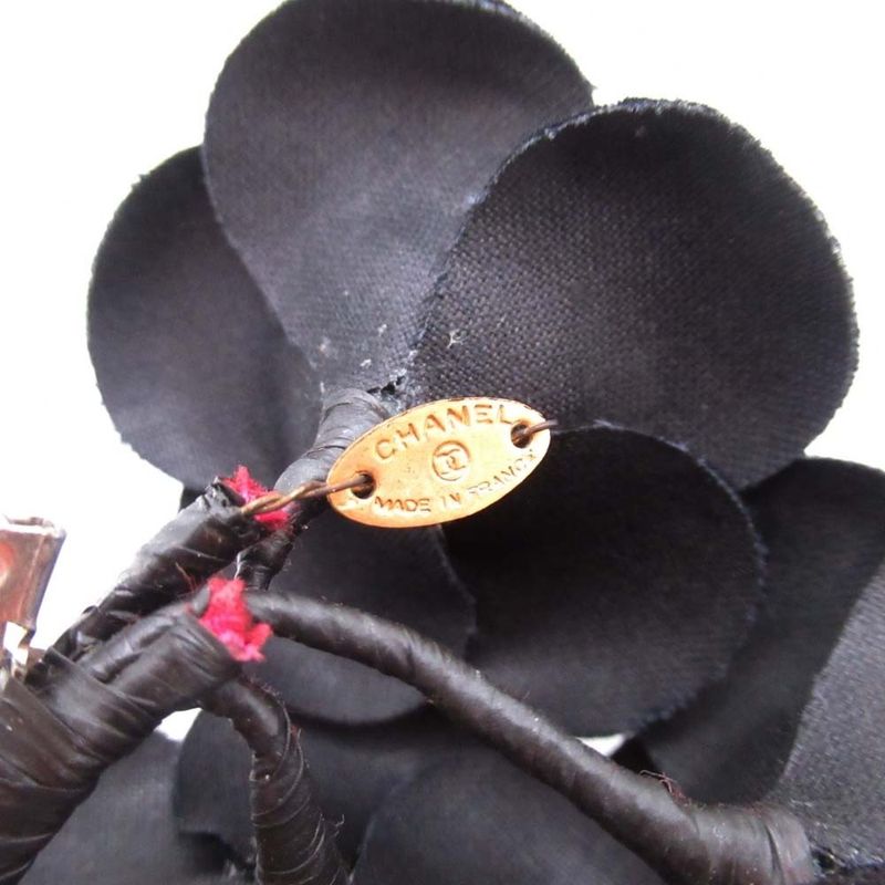 Chanel Triple Camellia Corsage Pin Brooch Formal Black