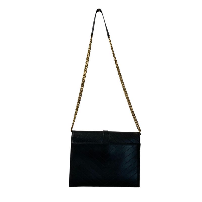 Saint Laurent Paris BO Monogram Cassandra Stitch Chain Shoulder Bag Black