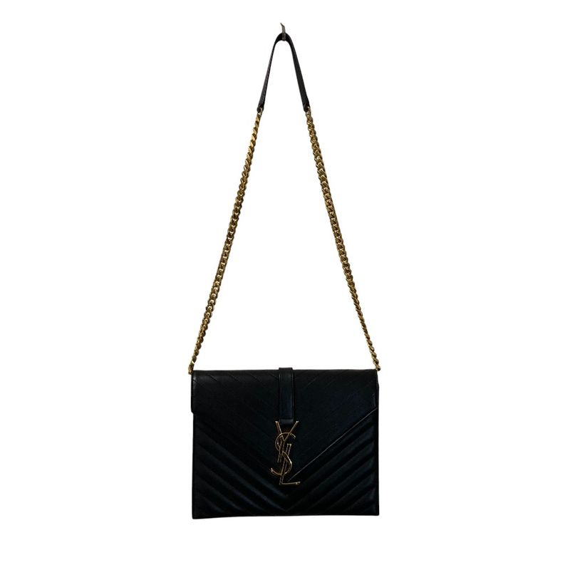 Saint Laurent Paris BO Monogram Cassandra Stitch Chain Shoulder Bag Black