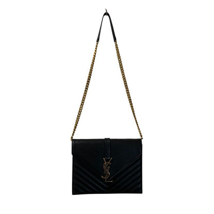 Saint Laurent Paris BO Monogram Cassandra Stitch Chain Shoulder Bag Black