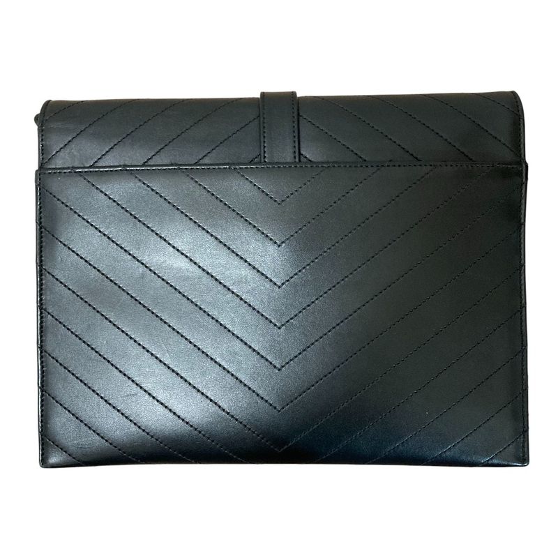 Saint Laurent Paris BO Monogram Cassandra Stitch Chain Shoulder Bag Black