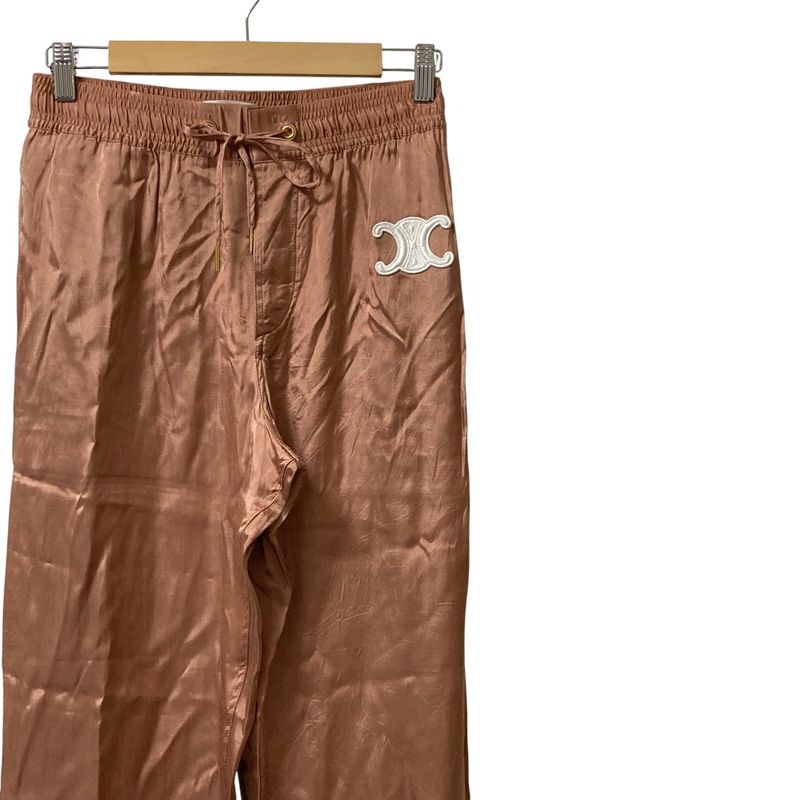 Celine Triomphe Satin a Calf Chic Pants Easy 36 Pink Beige