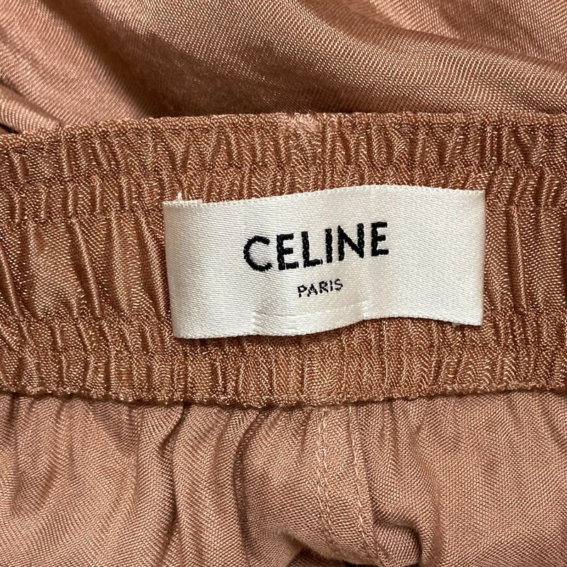 Celine Triomphe Satin a Calf Chic Pants Easy 36 Pink Beige