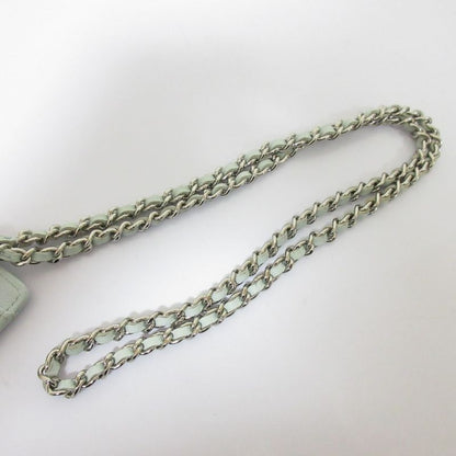 Chanel Caviar Leather Quilted Key Ring Chain Pass Case Light Blue