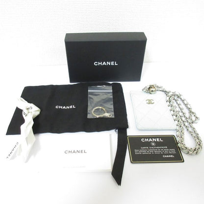 Chanel Caviar Leather Quilted Key Ring Chain Pass Case Light Blue