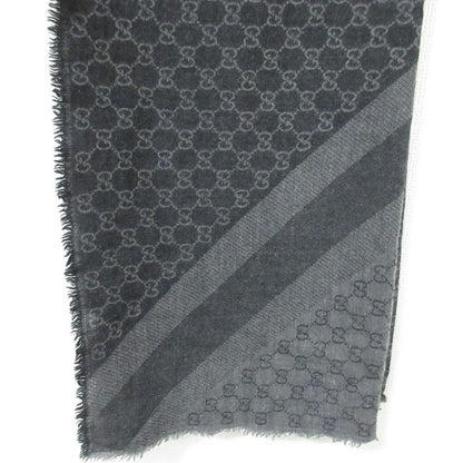 Gucci Wool Silk GG Pattern Large Shawl Dark Gray