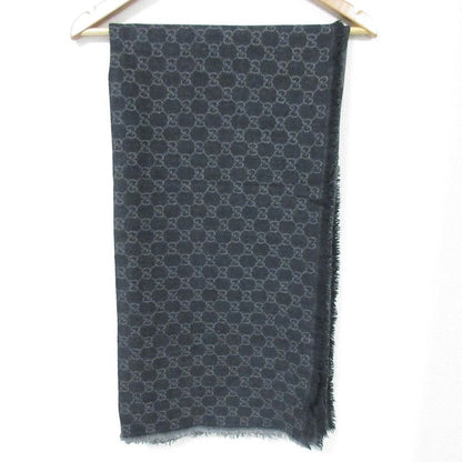 Gucci Wool Silk GG Pattern Large Shawl Dark Gray