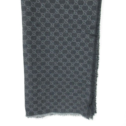 Gucci Wool Silk GG Pattern Large Shawl Dark Gray
