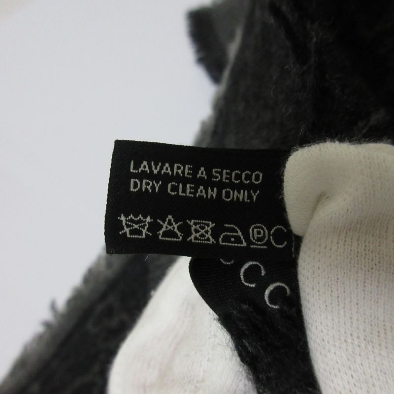 Gucci Wool Silk GG Pattern Large Shawl Dark Gray
