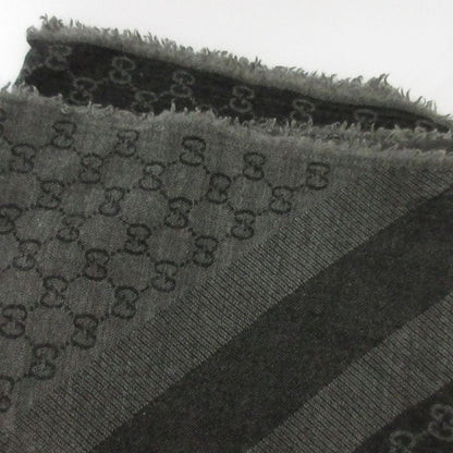 Gucci Wool Silk GG Pattern Large Shawl Dark Gray