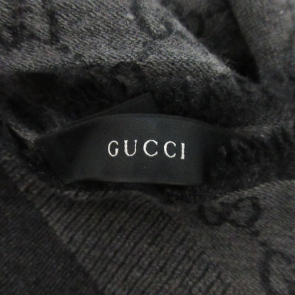 Gucci Wool Silk GG Pattern Large Shawl Dark Gray