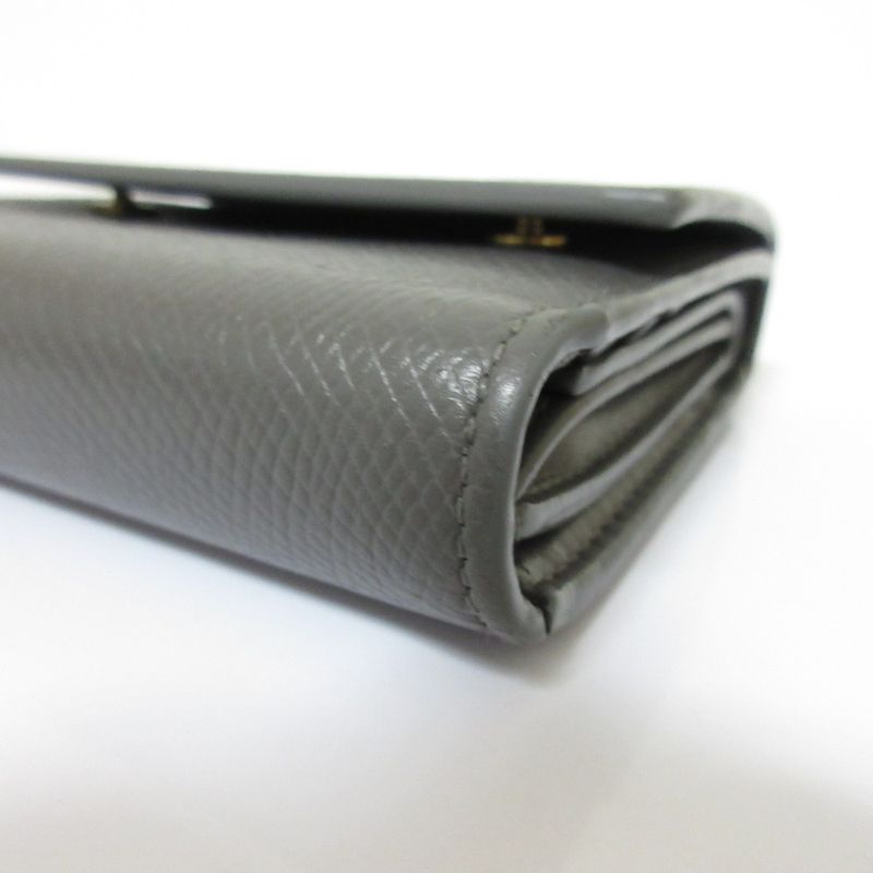 Celine Small Trifold Calfskin Compact Wallet Gray