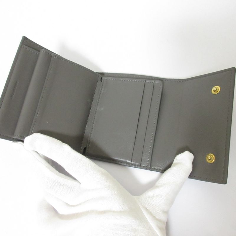 Celine Small Trifold Calfskin Compact Wallet Gray