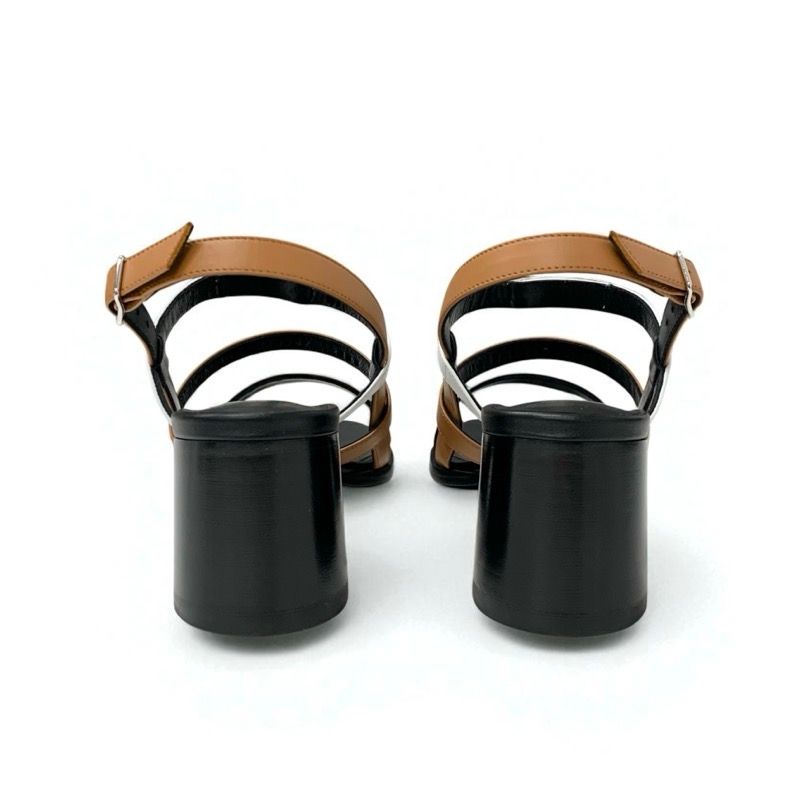 Hermes Eve Sandals Shoes Leather Brown Black White Kelly Strap