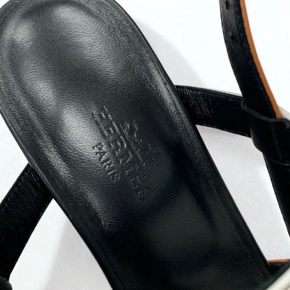 Hermes Eve Sandals Shoes Leather Brown Black White Kelly Strap