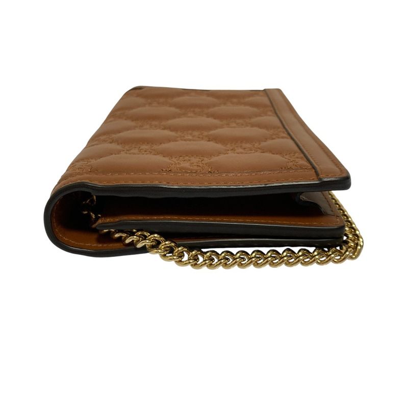 Gucci GG Matelasse Leather Chain Wallet Shoulder Bag Brown