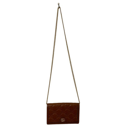 Gucci GG Matelasse Leather Chain Wallet Shoulder Bag Brown