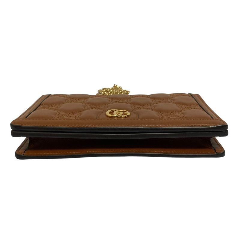 Gucci GG Matelasse Leather Chain Wallet Shoulder Bag Brown
