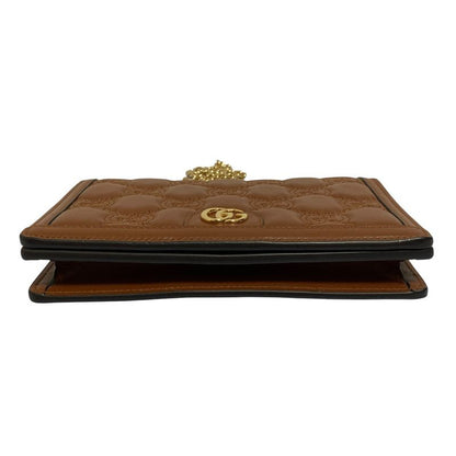 Gucci GG Matelasse Leather Chain Wallet Shoulder Bag Brown