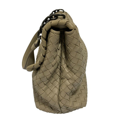Bottega Veneta Olympia Intrecciato Chain Shoulder Bag Grey
