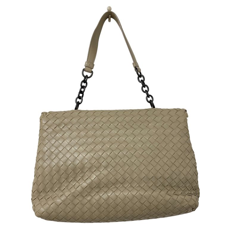 Bottega Veneta Olympia Intrecciato Chain Shoulder Bag Grey