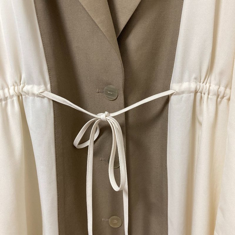 Loewe Two Tone Bi Material Waist Shirt Ring Long Coat 36