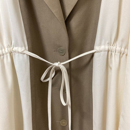 Loewe Two Tone Bi Material Waist Shirt Ring Long Coat 36